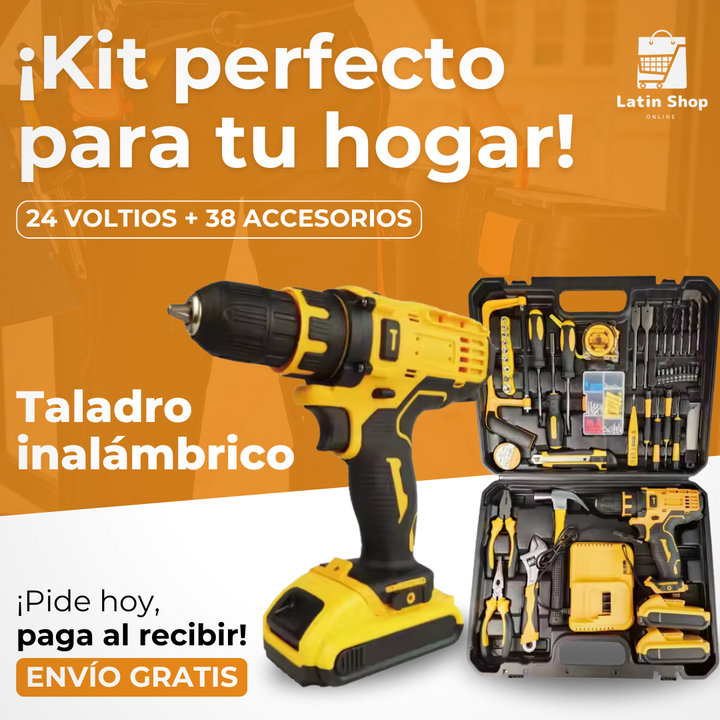 Taladro inalámbrico 24 voltios + 38 Accesorios  Dewalt homologado