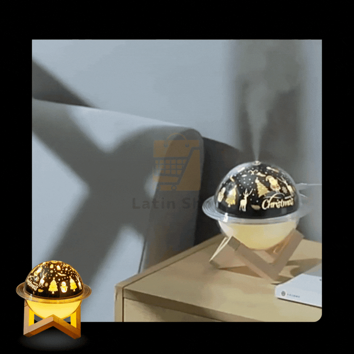 Humidificador Navideño LED Soporte Madera Difusor Aromas KF-8805