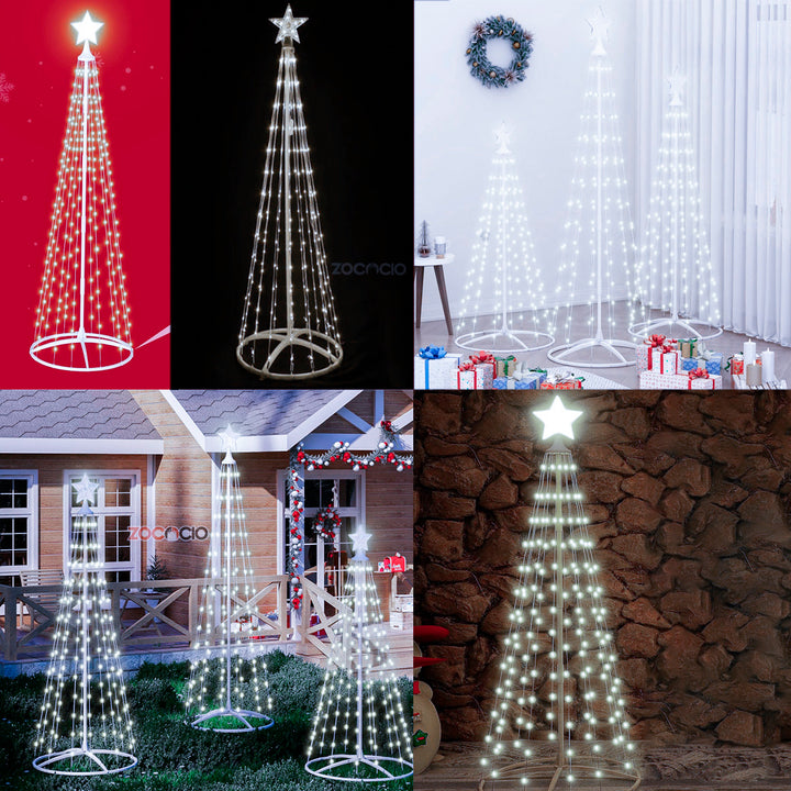 Árbol Cónico De Luces Árbol Navideño Armable Tiras Led 180cm