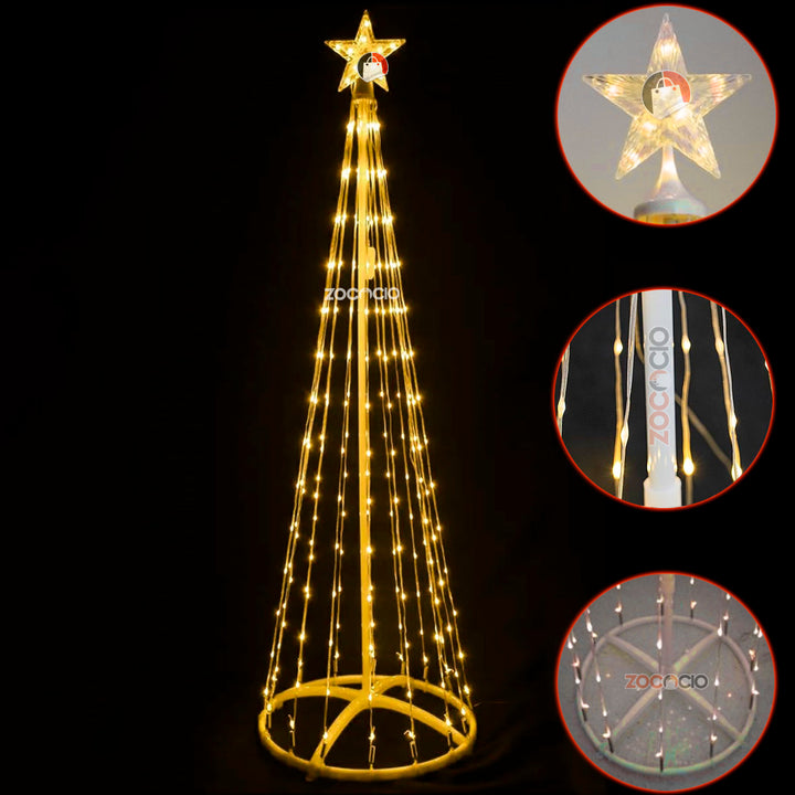 Árbol Cónico De Luces Árbol Navideño Armable Tiras Led 180cm