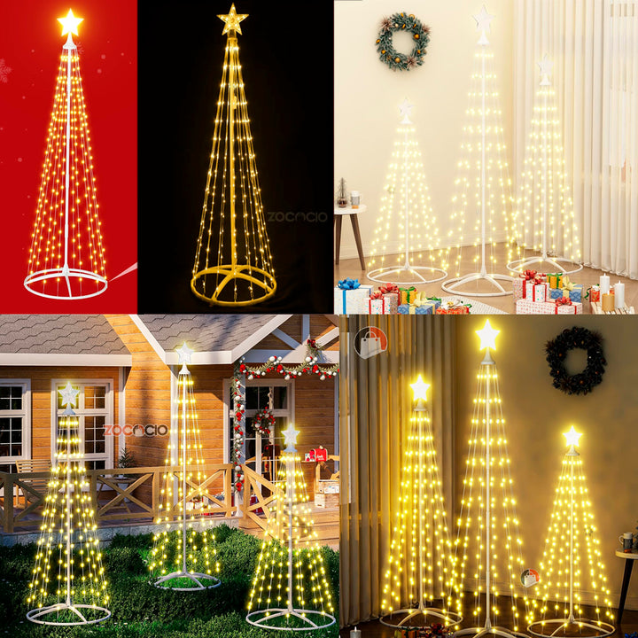 Árbol Cónico De Luces Árbol Navideño Armable Tiras Led 180cm