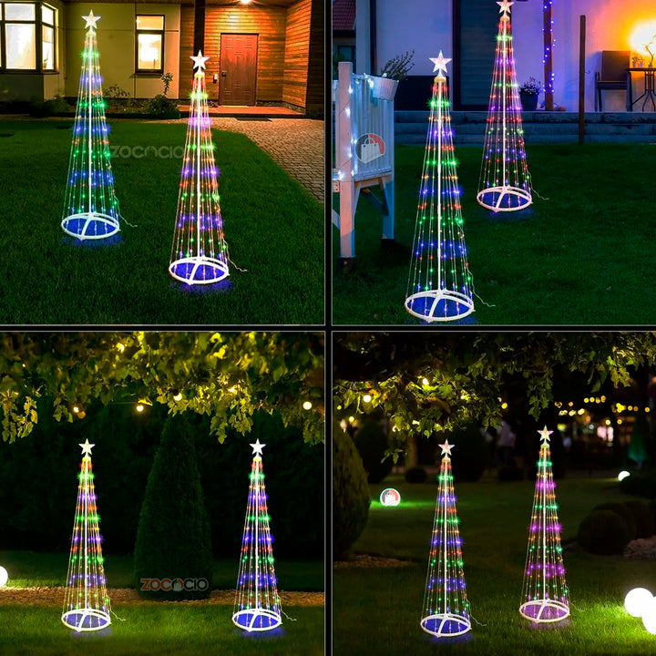 Árbol Cónico De Luces Árbol Navideño Armable Tiras Led 180cm