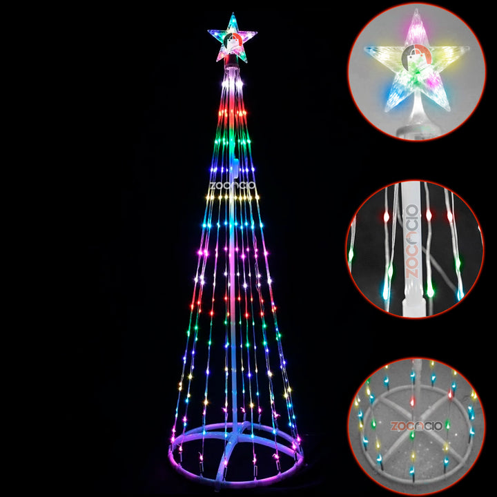 Árbol Cónico De Luces Árbol Navideño Armable Tiras Led 180cm