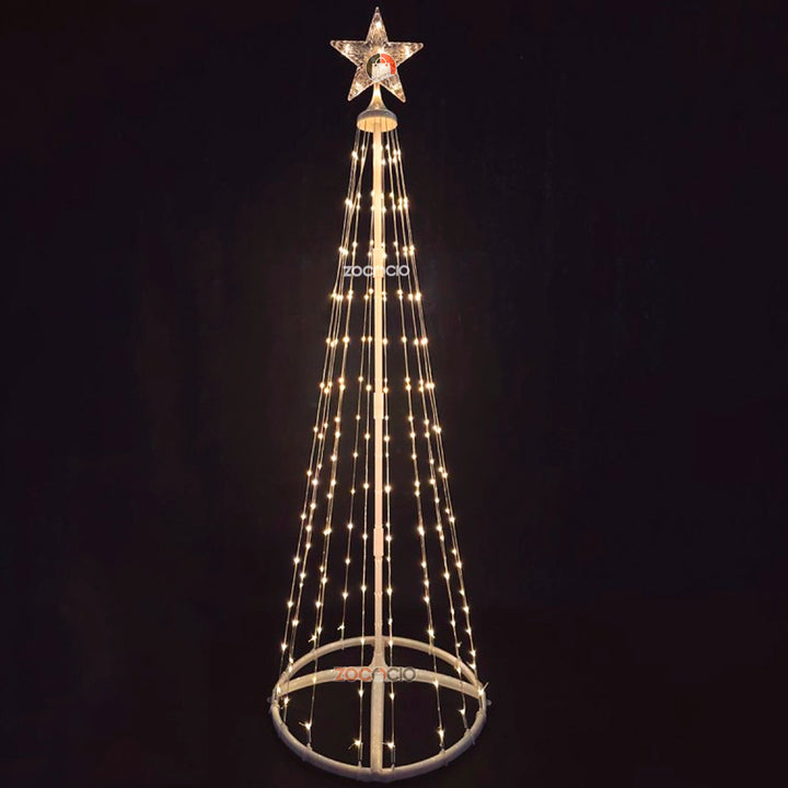 Árbol Cónico De Luces Árbol Navideño Armable Tiras Led 180cm