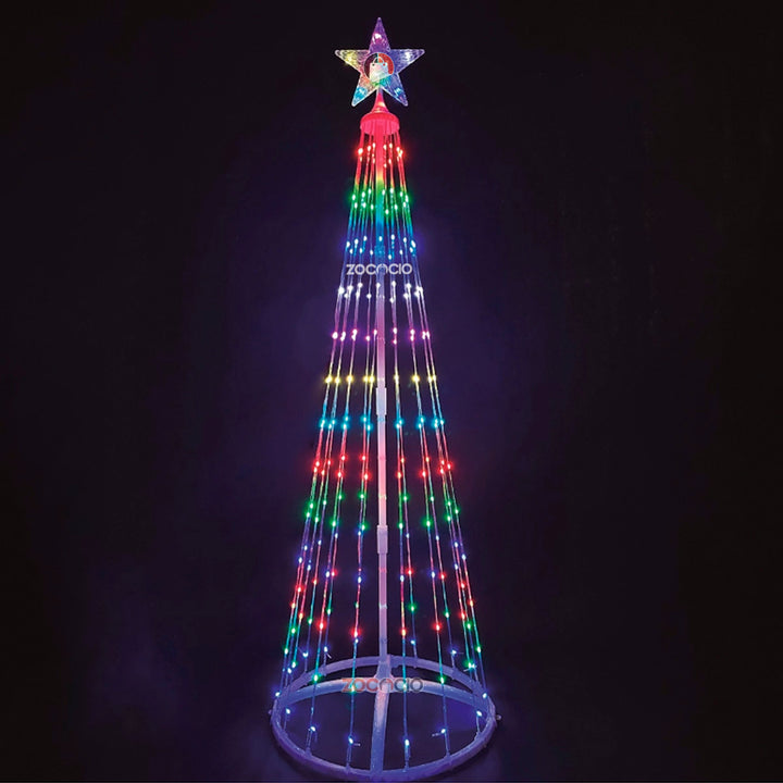 Árbol Cónico De Luces Árbol Navideño Armable Tiras Led 180cm