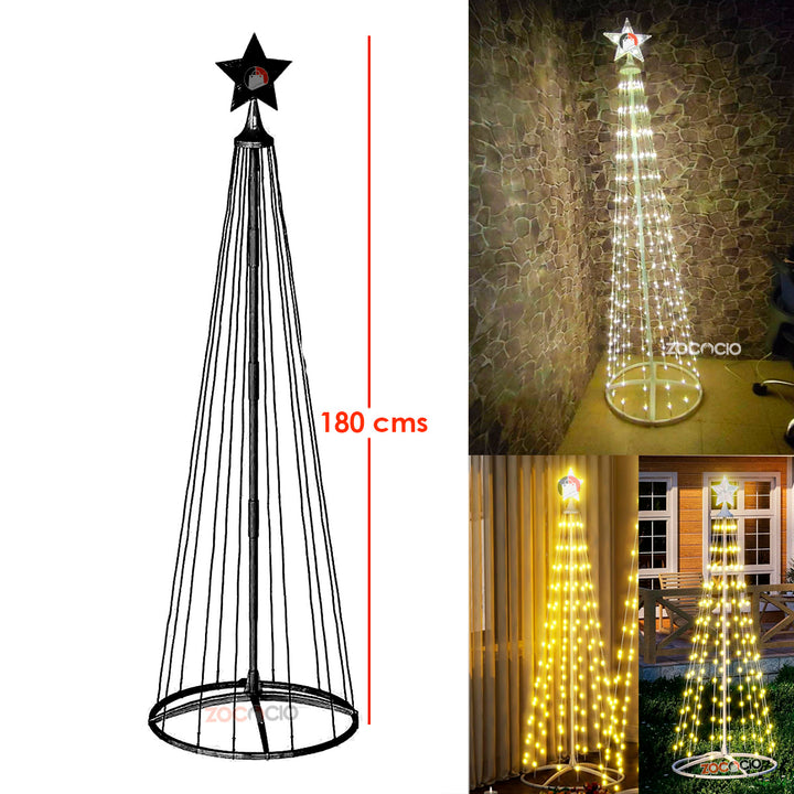Árbol Cónico De Luces Árbol Navideño Armable Tiras Led 180cm