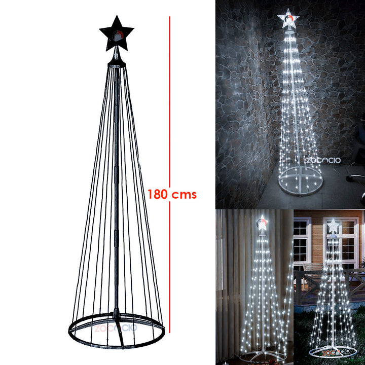 Árbol Cónico De Luces Árbol Navideño Armable Tiras Led 180cm