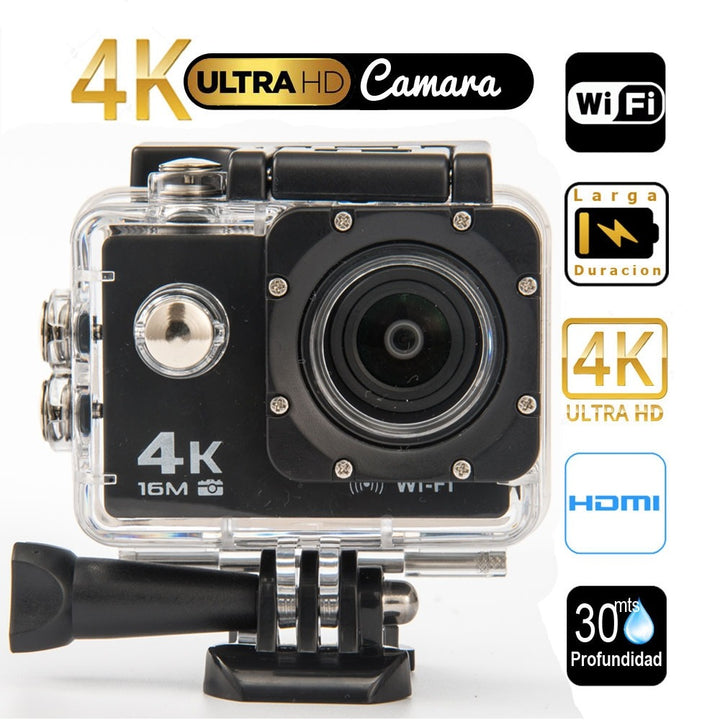 Camara Video Acción 4k Wifi Tipo Gopro Deportiva, Sumergible 30 Mts