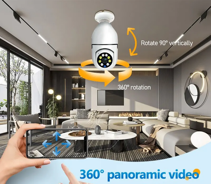 Camara Tipo Bombilla Inteligente de Vigilancia 1080p Wifi IP Smart
